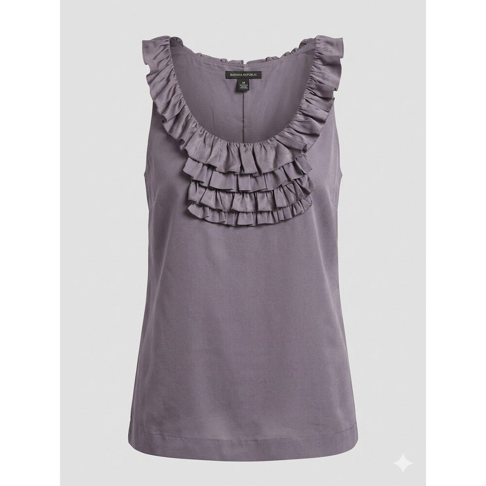 Banana Republic Silk Ruffle Bib Tank Top, Size Medium